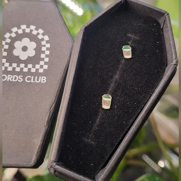 Cords Club flatback studs - pumpkin spice latte - silver - Picture 3 of 3